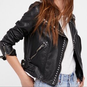 Free People Studded Leather Jacket